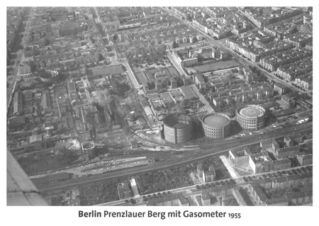 postkarte 177 berlin prenzlauer berg mit gasometer vorderseite